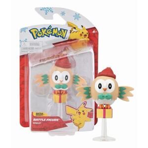 NEW Pokemon ROWLET Owl Battle Figure Holiday Christmas Edition 2" 2024 NIB